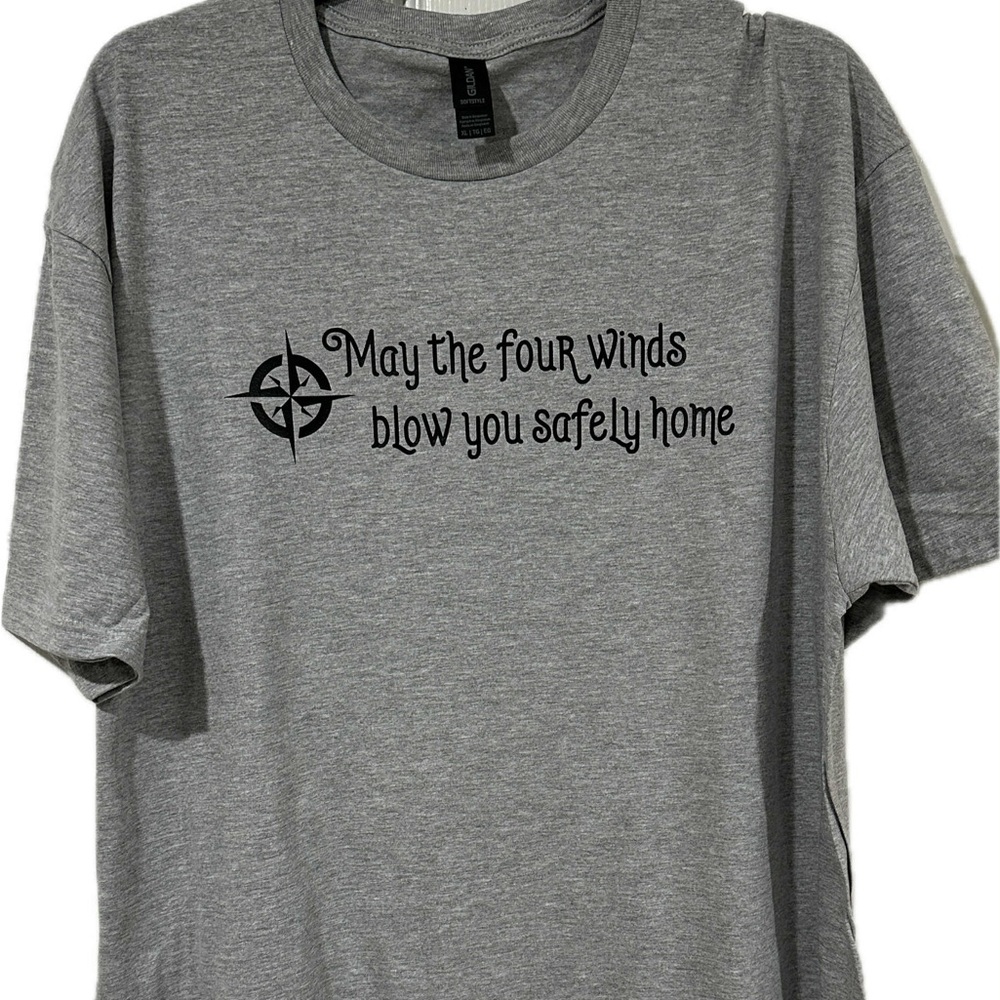 Gray T-Shirt Grateful Dead Inspired May the Four Winds Blow You Safely Home NEW